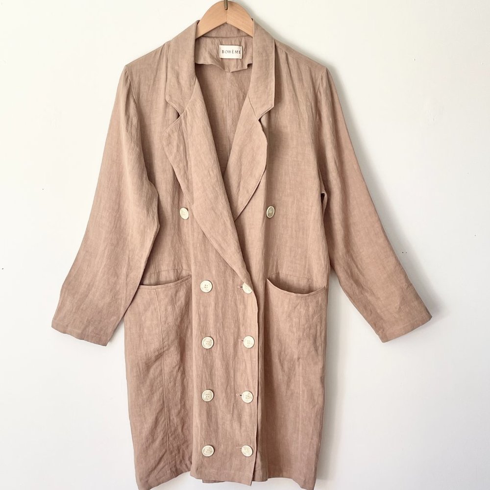 Boheme goods blazer dress in tan linen - Picture 2 of 3
